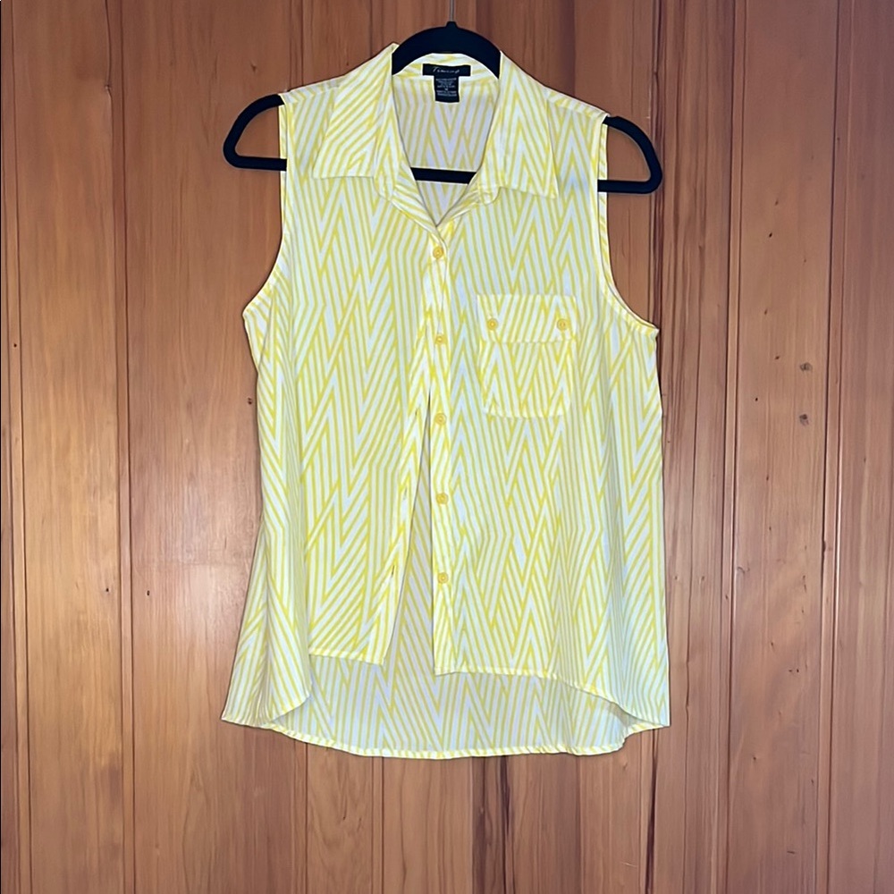 Yellow Chevron Sleeveless Blouse